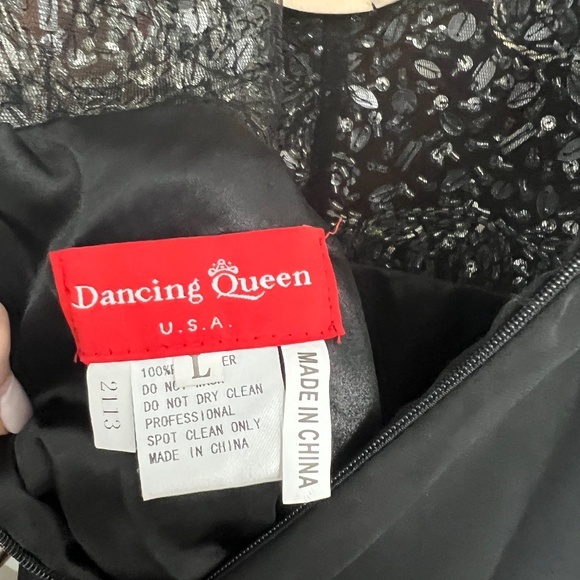 Dancing Queen Beaded Cocktail Dress Black NWOT Size Large - Picture 12 of 16